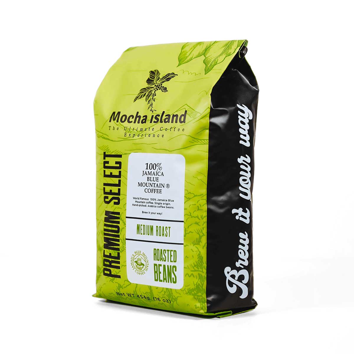 Mocha Island 100% Jamaica Blue Mountain Coffee Beans, 16oz